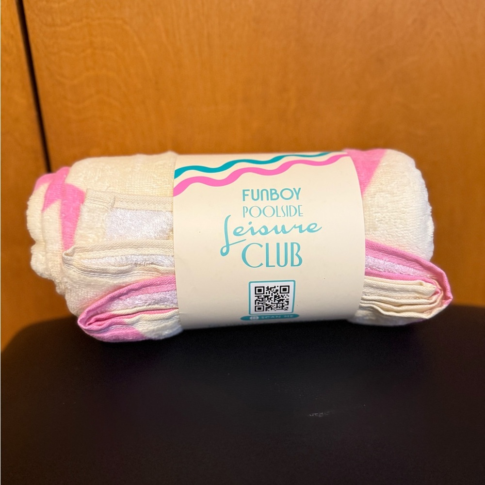 Funboy Poolside Leisure Club Pink & White Beach Towel